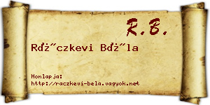 Ráczkevi Béla névjegykártya